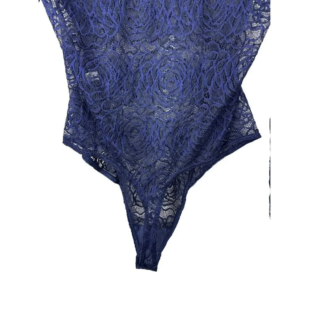 Intimately Free People In My Head Women's Bodysuit Thong Long Sleeve Blue Medium